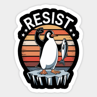 Resist, Funny Penguin Protest Against Tariffs Sticker